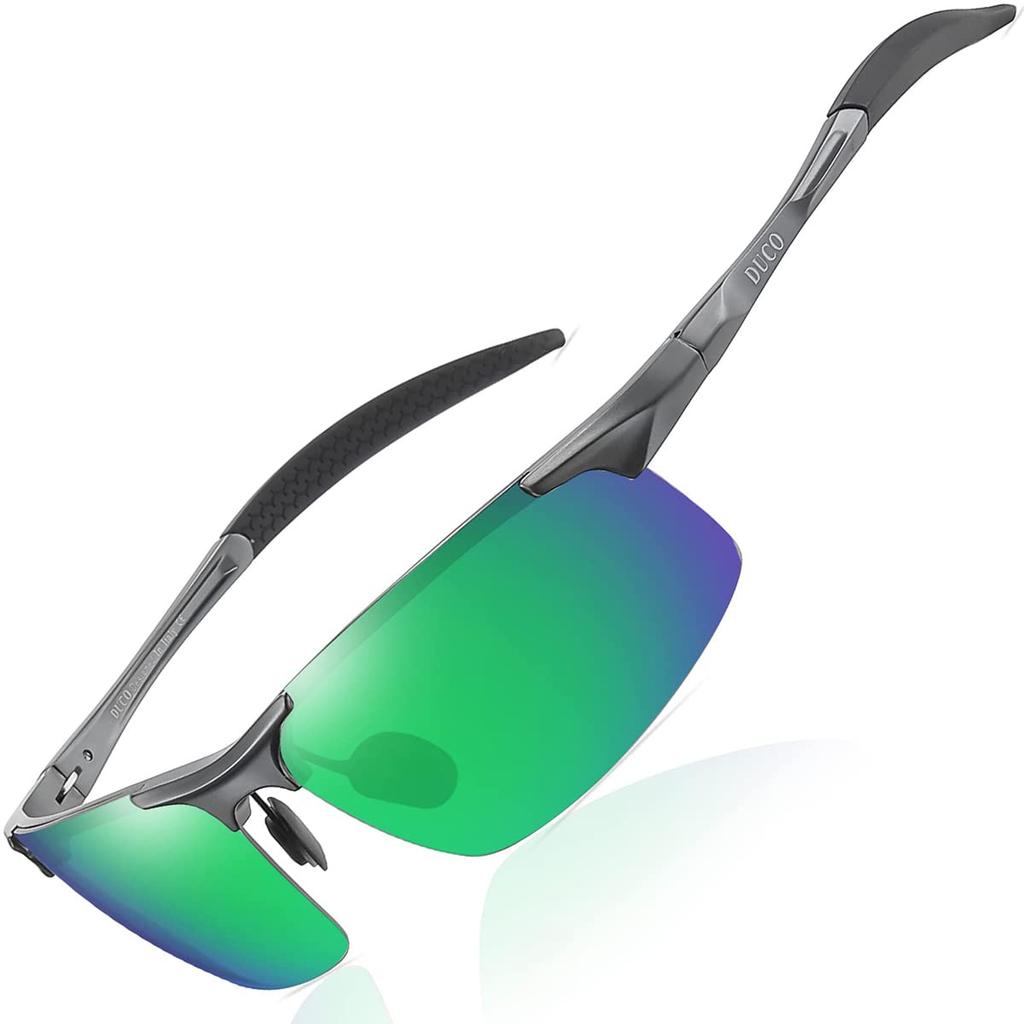 DUCO Polarisierte Sportsonnenbrille mit UV400 Schutz für und Golf Herren, AL-MG Legierung, Ultraleicht, Fahren, Radfahren, Angeln, Laufen,
