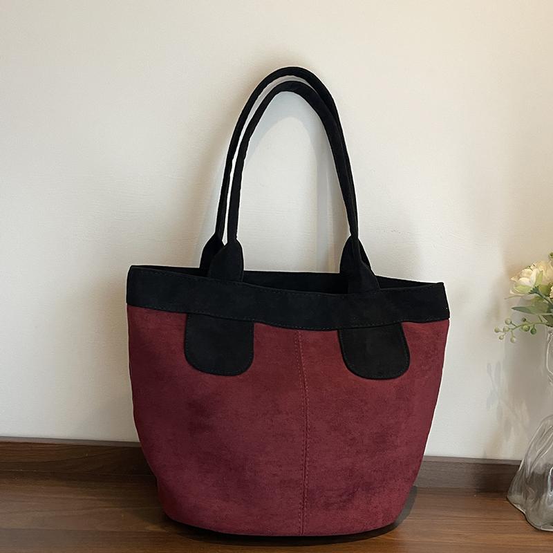 

Стильная кожаная сумка-тоут для женщин - Минималистичная сумка-ведро на плечо Элегантная сумка кроссбоди Модная офисная сумка для поездок 27x16x27cm вино красного