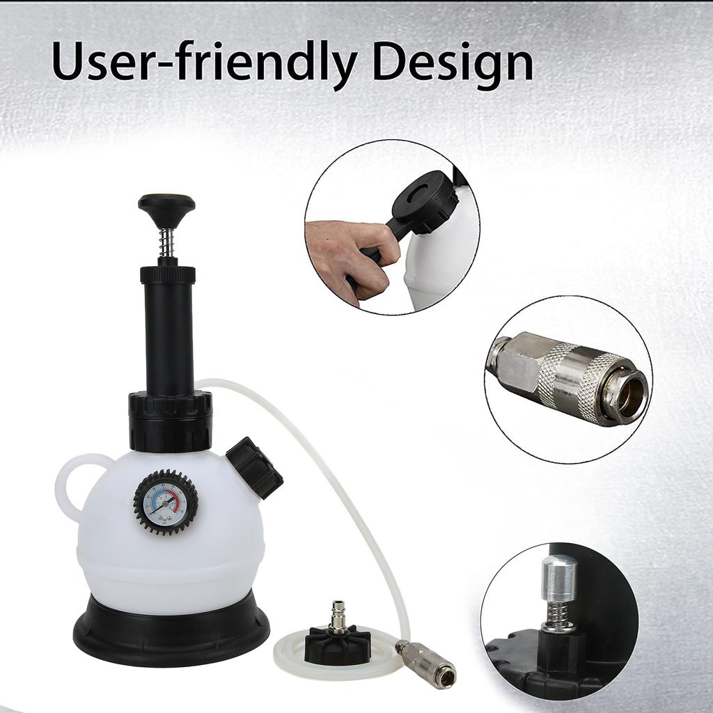 2L Manual Vacuum Brake Bleed Kit, 30psi Pressure Display with Relief Valve Wrench for European Vehicles