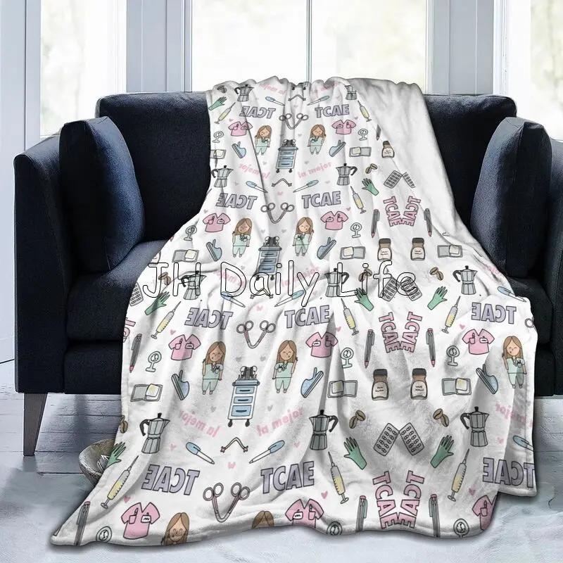 Custom Doctor Nurse Medical Flannel Fleece Blanket for Bed Sofa Soft Warm Lightweight Cozy Plush Throw Blankets for Home Nursery