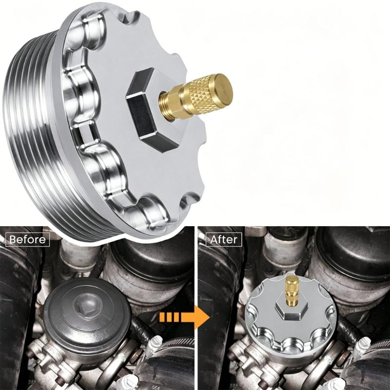 Easy Installation Fuel Filter Cap with Pressure Port for 6.0L Aluminum Filter Caps Replacement Auto Accessory