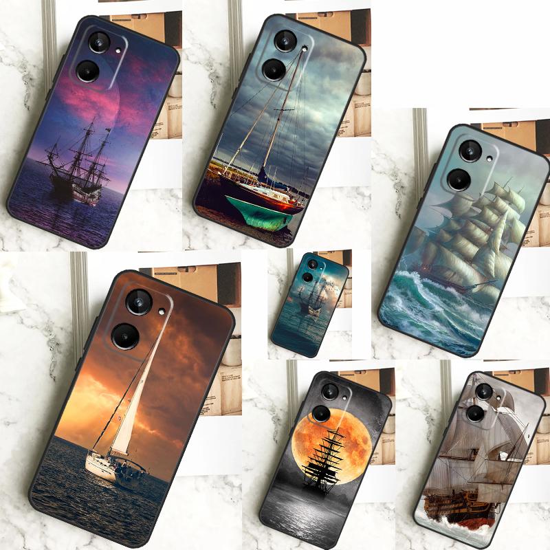 Yacht Sailing Boat Sunset For Realme 12 Pro Plus 9 10 11 GT5 C51 C31 C67 C55 C53 C35 C33 C30 C21Y C25s GT Neo 6 Case
