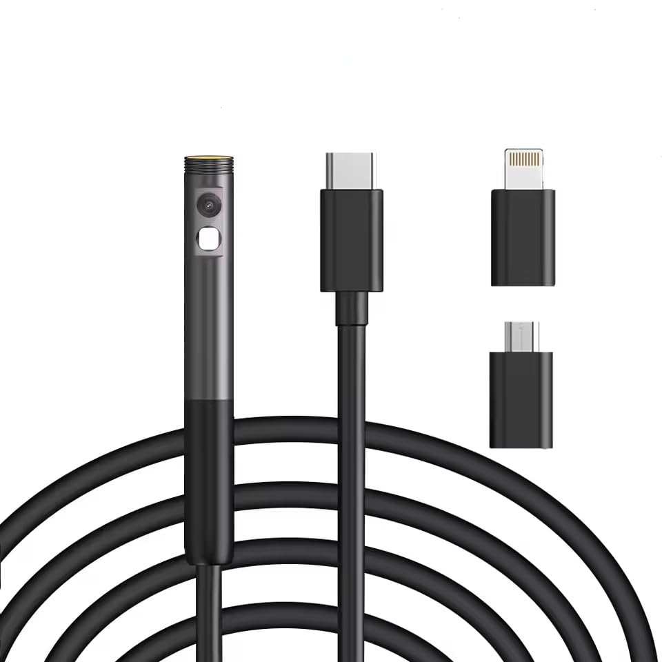 Zmart 3m 2MP Dual Lens Endoscope Camera, 3 In 1, Micro USB Type-C for Android, IOS, and iPhone, Inspection Camera, Car, Pipeline Borescope