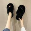 2025 Women's Open Toe Cross-Strap Fur Slippers: Autumn/Winter Fashion, Thick Sole, Height Boosting