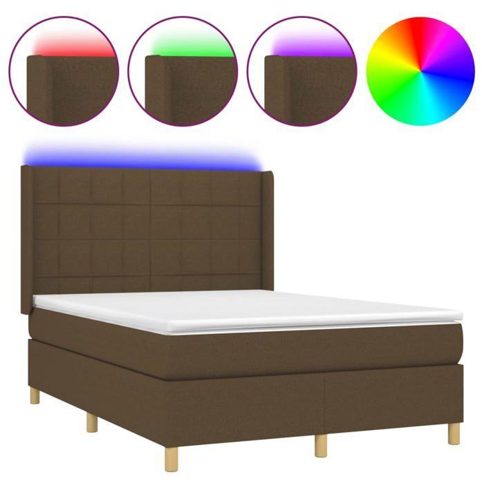VidaXL Slatted Bed Base with Mattress and LEDs, Upholstered Bed, Double Bed, Adult Bedroom Interior Bed, 3138872