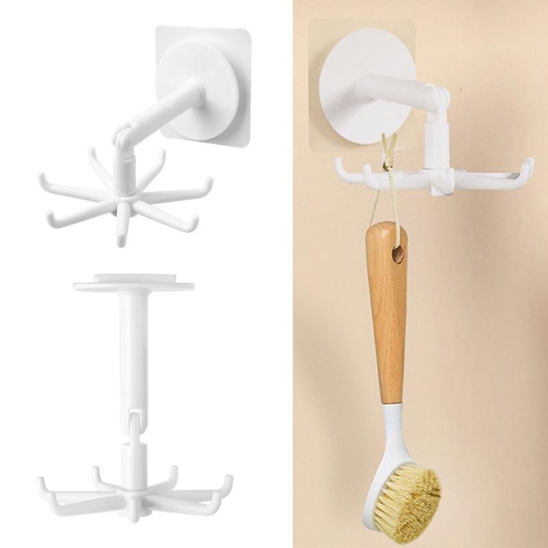 Multipurpose Plastic Swivel Hook with 7 Arms Plastic 360 Degree Rotating Bathroom Towel Hook Kitchen Tool Organiser