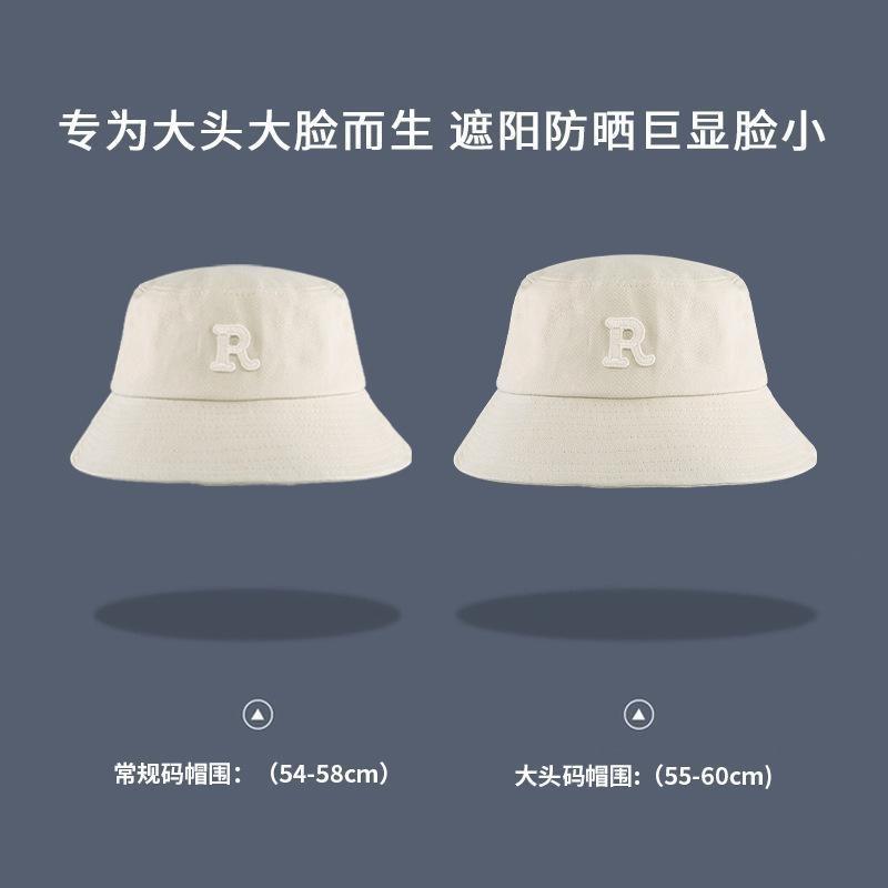 R standard bucket hat women's autumn and winter versatile solid color wide brim cover face thin shade basin hat couple street shooting tide bucket hat
