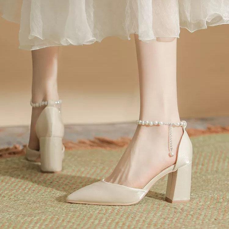 HO Coarse Heel Large Sandals 2026 Summer Gentle Match Skirt High Heels Hollow Non tiring Feet Single Shoes