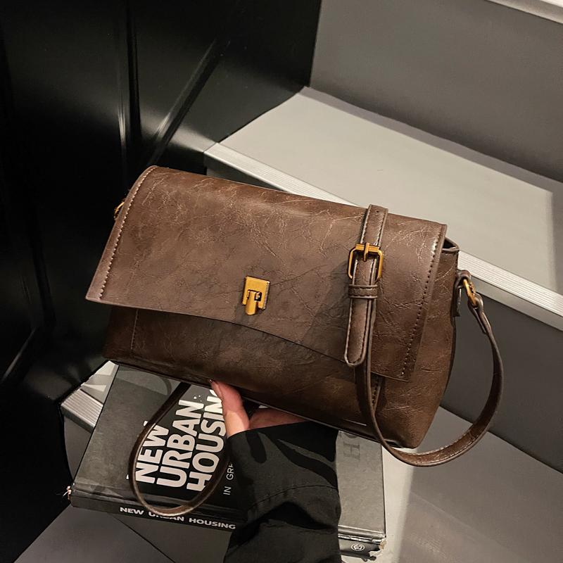 

Dual Straps Retro Flap Cross Body Bags For Women 2026 Winter Latest Designer Handbags Luxury Commute Shoulder Satches Bag Female 26x16x8cm