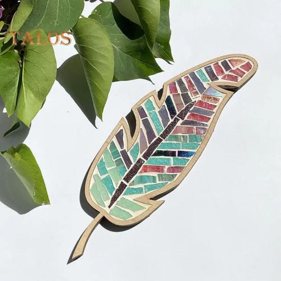 1 Set DIY Mosaic Leaf Kit Handmade Colorful Mosaic Craft Leaf Shape Home Office Decoration Adults Kids Crafts Lovers