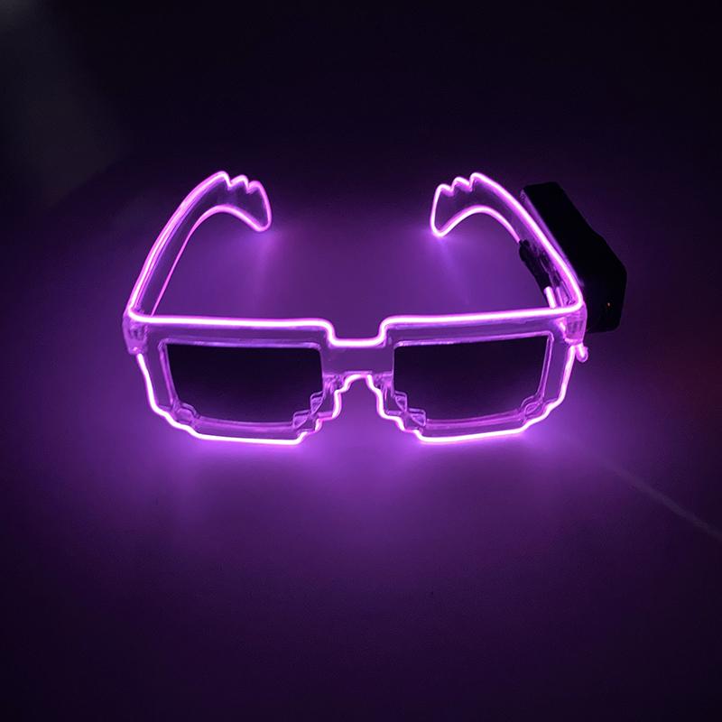 New Design Cool Glowing Mosaic EL Glasses Highly Eye-catching Wireless Eyewear NightClub Props Light up Accessories Neon party