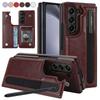 Stifthalter Leder Geldbörse Karten Handyhülle für Samsung Galaxy Z Fold 7 6 5 4 3 Fold6 Fold5 Fold4 Fold3 Retro Flip Stand Hülle Etui