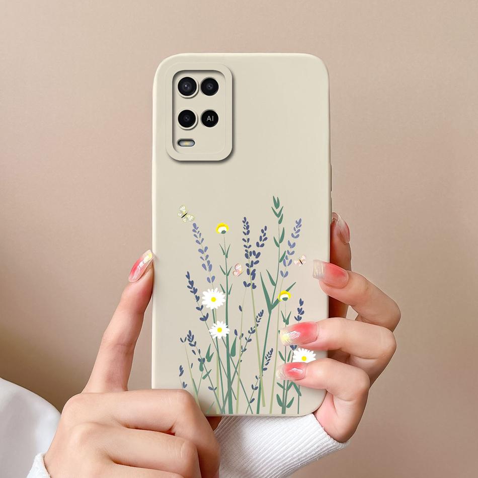 Case For Oppo A54 A54S Candy Painted Flower Cover For Oppo A 54 4G Soft Upgrade Liquid Silicone Full Protection Back Cover Funda