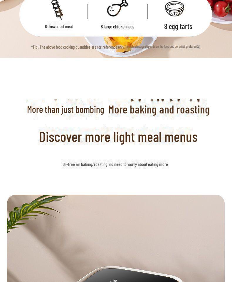 8L Large-Capacity Multifunctional Oil-Free Smokeless Electric Air Fryer for Home