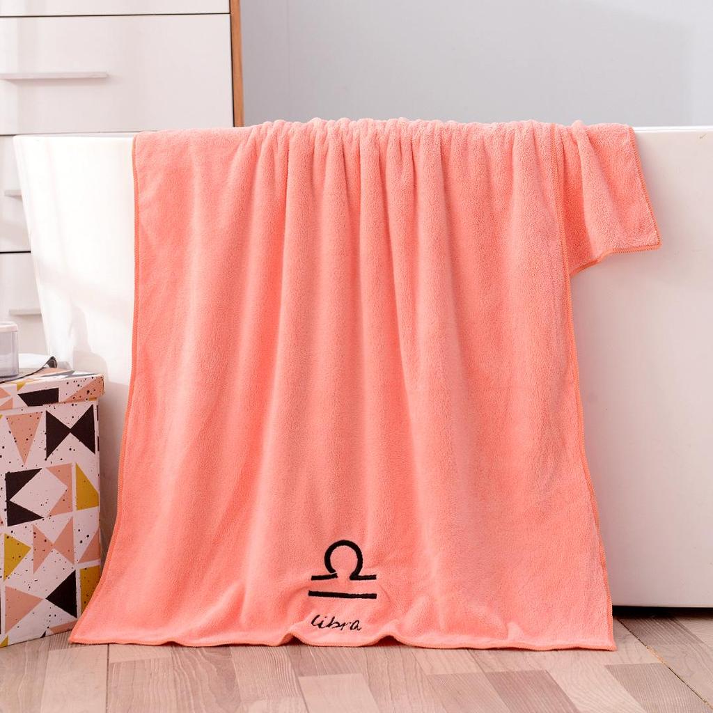 Soft Coral Fleece Twelve Constellations Bath Towel Set - Absorbent & Thick for Couples