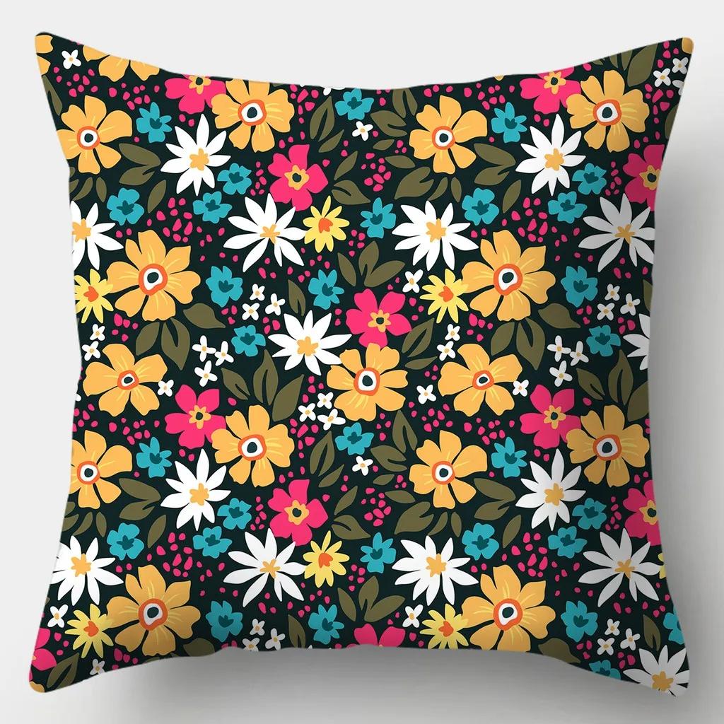 Federa Cuscino Floreale 45cmX45cm Quadrata Copricuscino per Divano Fiori ad Acquerello Cuscino