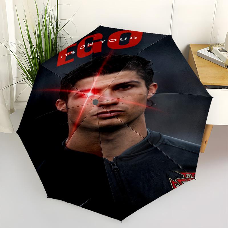 Cristiano Ronaldo Celebration Automatic Umbrella Compact 8-Rib Design Foldable Design All-Season Travel Fashionable Gift for Festivals
