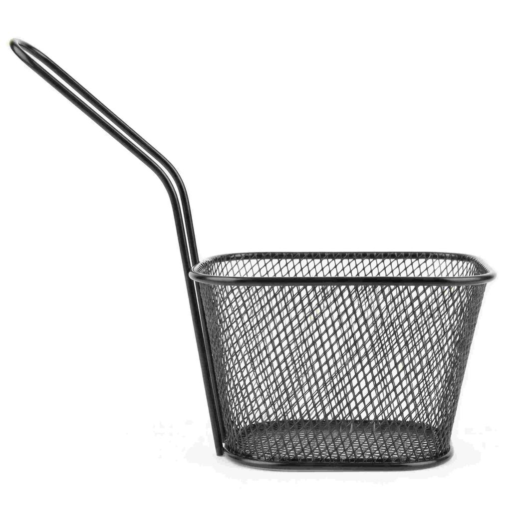 Mini Fries Basket Black 350Ml Powder Coated For Serving Dishes