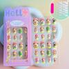 24pcs Kids' Cute Red Cherry/Rabbit/Carrot Press On Nails Cartoon Short Square Fake Nails Reusable Nails Decor with Glue & File