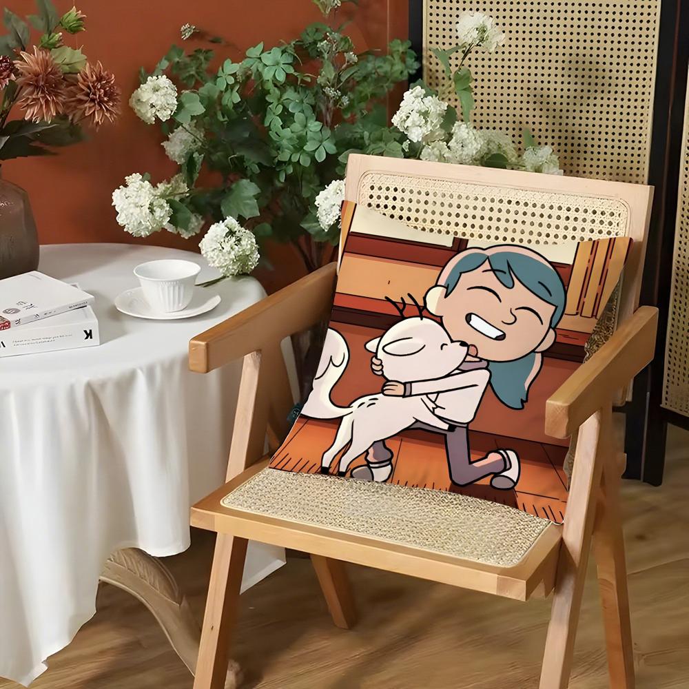 Cartoon HHilda Cushion Cover Silky Short Plush Invisible Zipper Dustproof Sofa Pillow Case for Home Decor