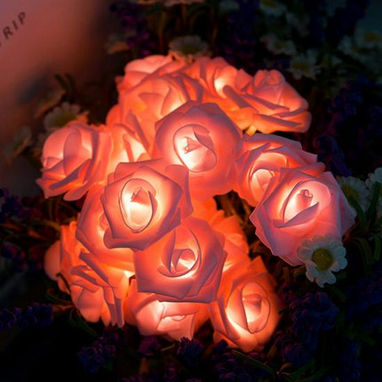 LED Rose String Lights - Foam Flower Fairy Lights for Valentine's Day, Weddings, and Ambiance Decor.