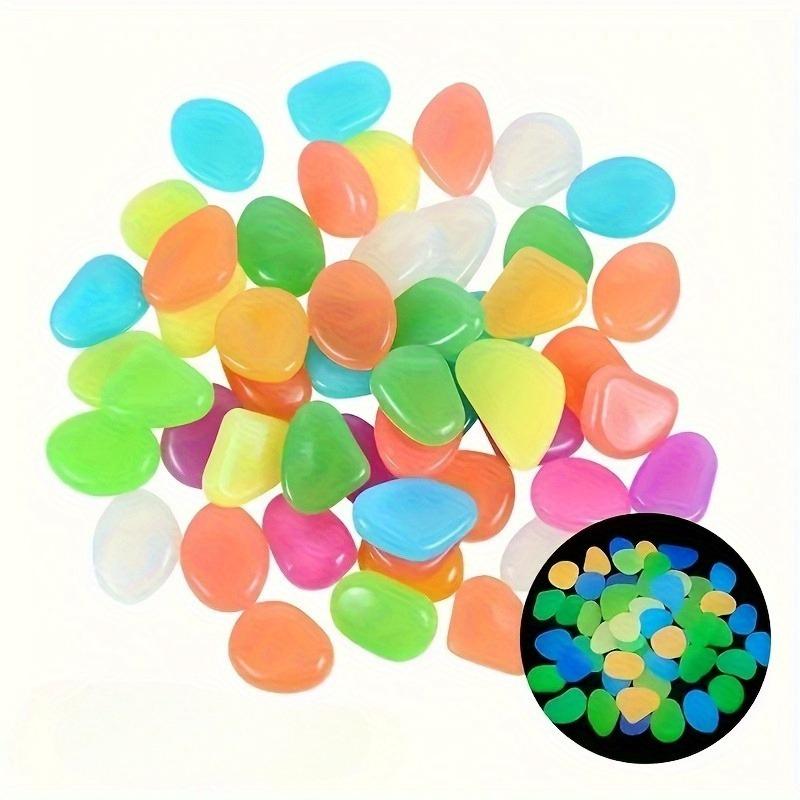 100pcs Luminous Stone Garden Fish Tank Landscape Glow-in-the-dark Stone Decoration Artificial Fluorescent Color Goose Stone