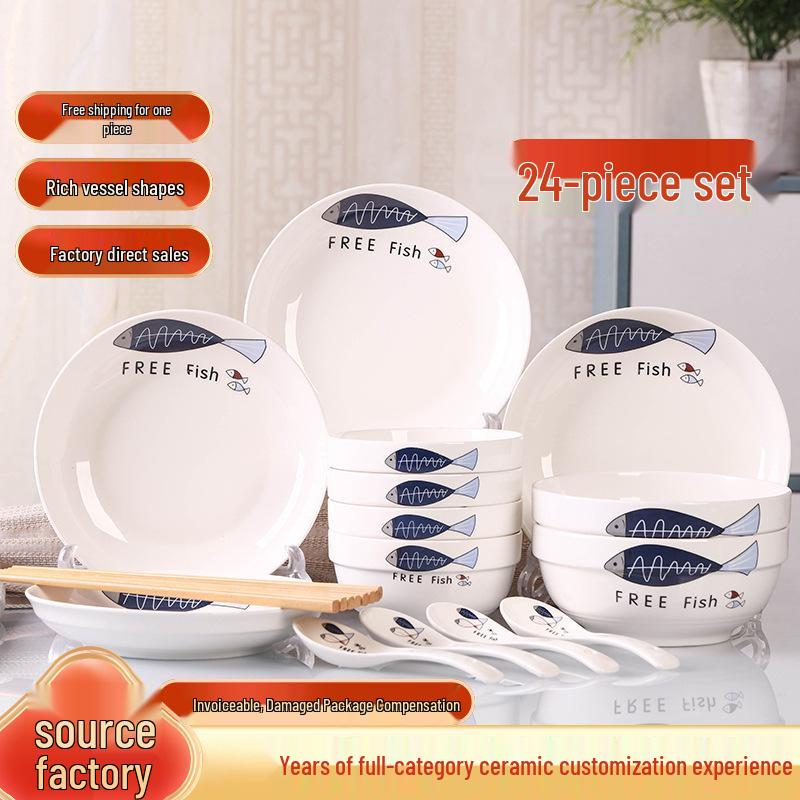 2026 Stylish 8-Piece Dinnerware Set: Plates, Bowls & Chopsticks for Student Dorms