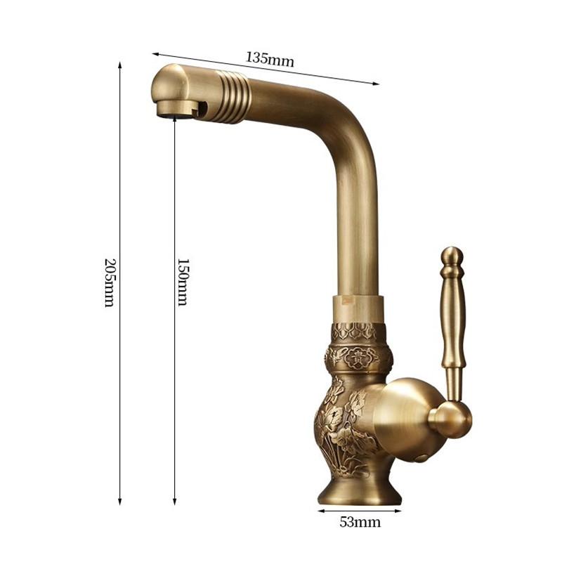 Antique Carved Bathroom Faucet Brass Basin Faucets Hot & Cold Bathroom Sink Faucet Deck Mounted Lavotory Faucet  Mixer Water Tap