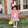 Girls Summer Ruffled Mesh Dress with Cute Cartoon Print Princess