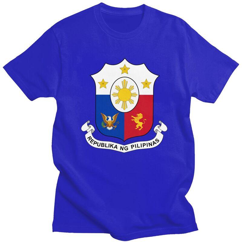 Custom Coat Of Arms Of Philippines Tshirts for Men Short Sleeves Leisure T Shirt Philippine Flag Tshirts 100 Cotton Tee Gift
