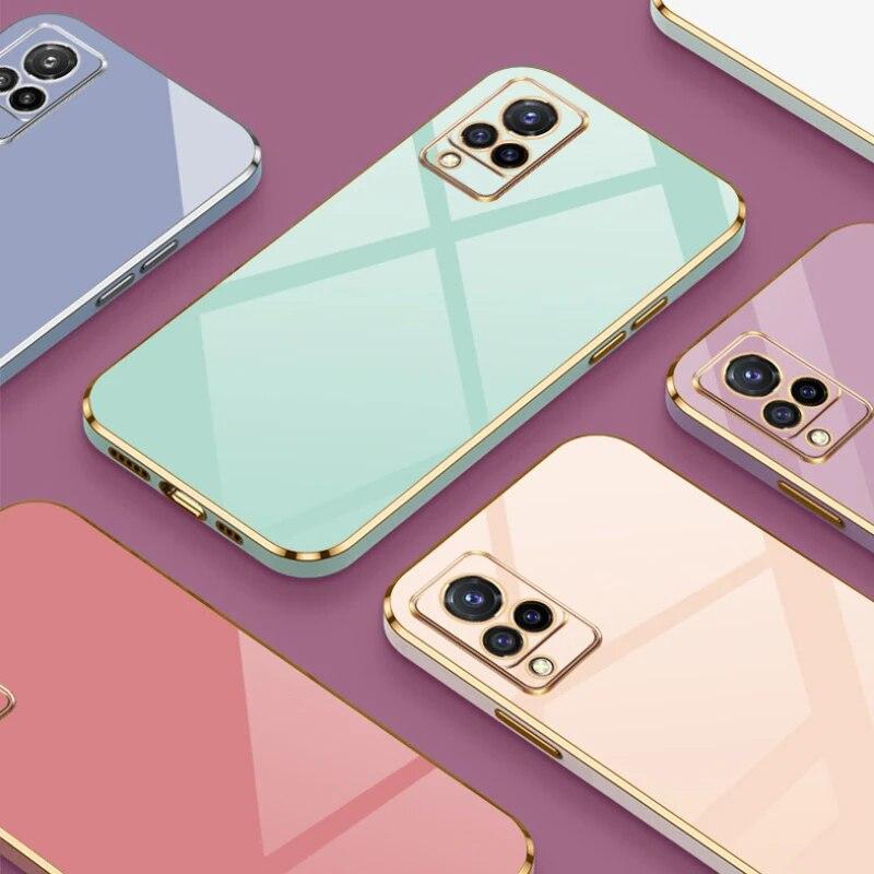 Für vivo V21 Fall Vivo V21e Telefon Fall VIVO V21 V21E 5G V21S Fall vivo v21e 5G Abdeckung luxus Quadratische Beschichtung Stoßfest Zurück Abdeckung