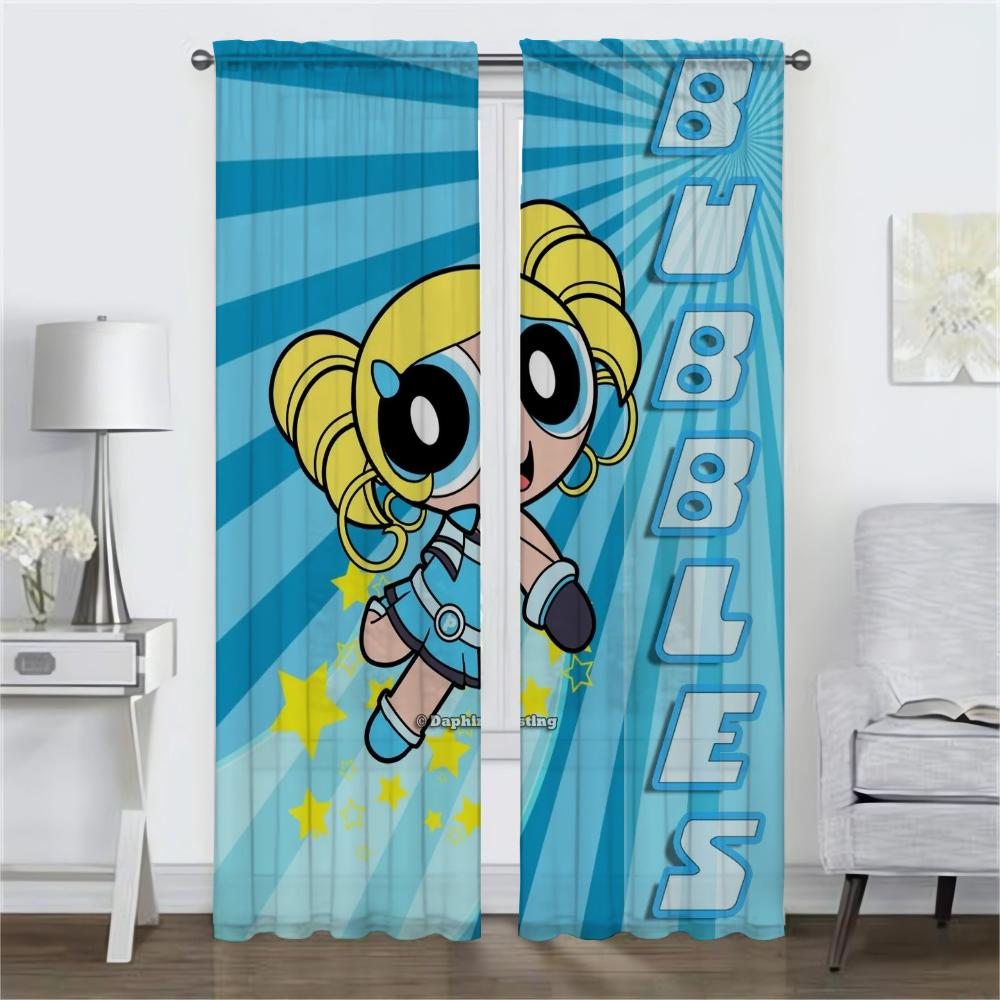 Eleganckie zasłony do salonu The Powerpuff Girls Dekoracja Halloween Zasłony kuchenne 2 sztuki Rolety okienne