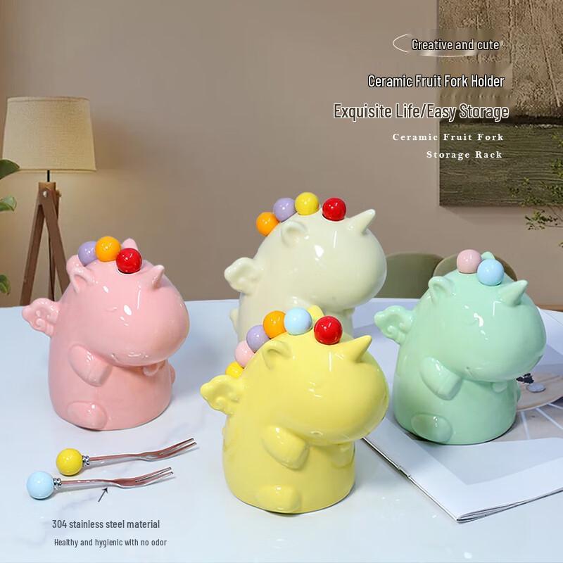 Unicorn Fruit Fork Set with Ceramic Holder