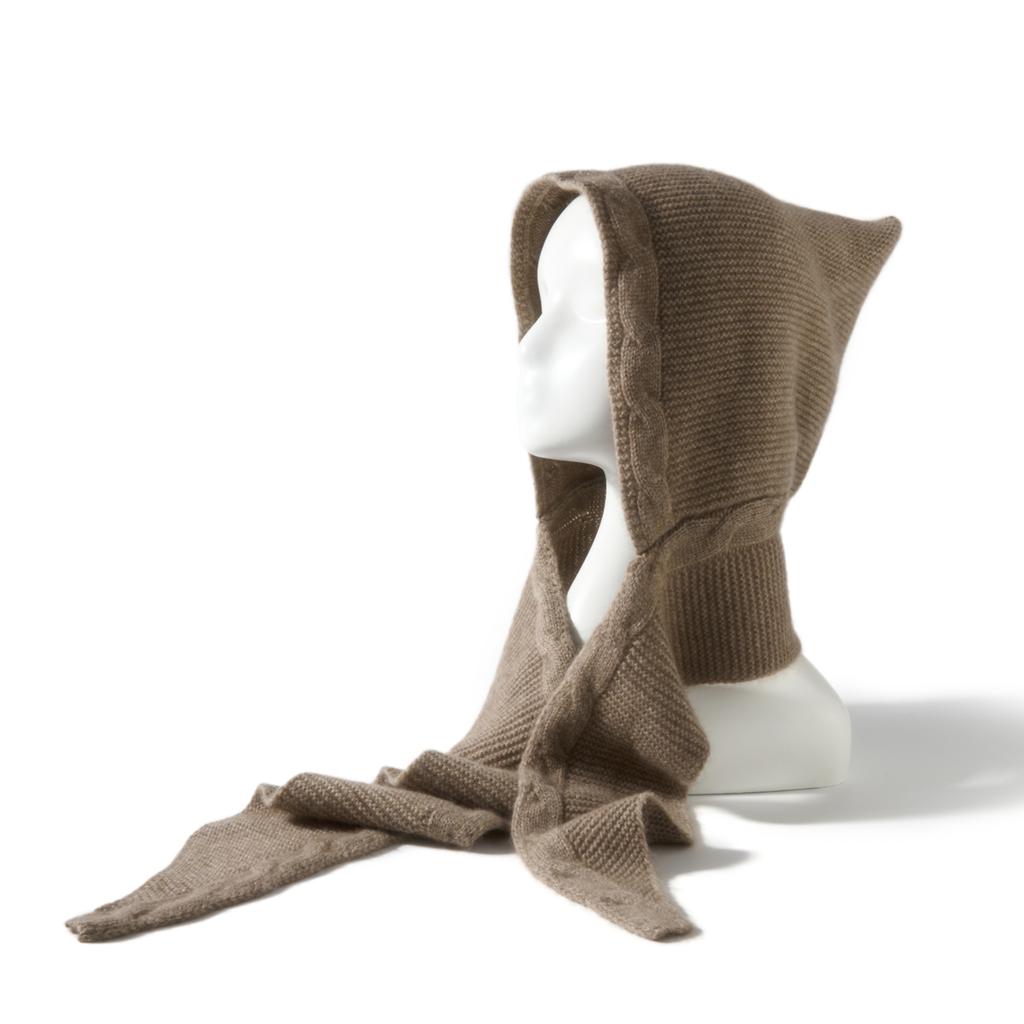 Cashmere Balaclava Knitted Hood Hat with Scarf Wool Cashmere Winter Thick Hats Beanies Women Men Neck Warmer Headgear Unisex