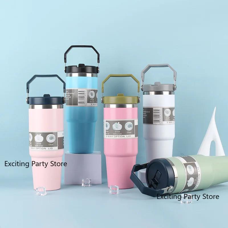 American 304 StainlessSteel Insulated Cup 30/20oz Capacity Hand-held CarCup Outdoor Portable Cold Preservation Ice Box Water Cup
