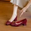 Scarpe Décolleté con Tacco Kitten Donna 2026 Nuova Moda Fiocco Punta Quadrata Francese Tacco Blocco Scarpe con Tacco
