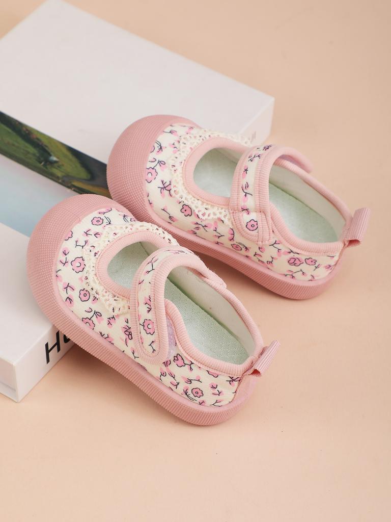 Girls' Princess Shoes Spring and Autumn New Children's Canvas Shoes Fresh Style Baby Girl Velcro Walking Shoes