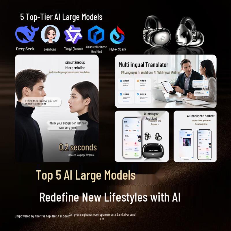 Bach Johann BACH-E8 AI Wireless Bluetooth Ear Clip Headphones