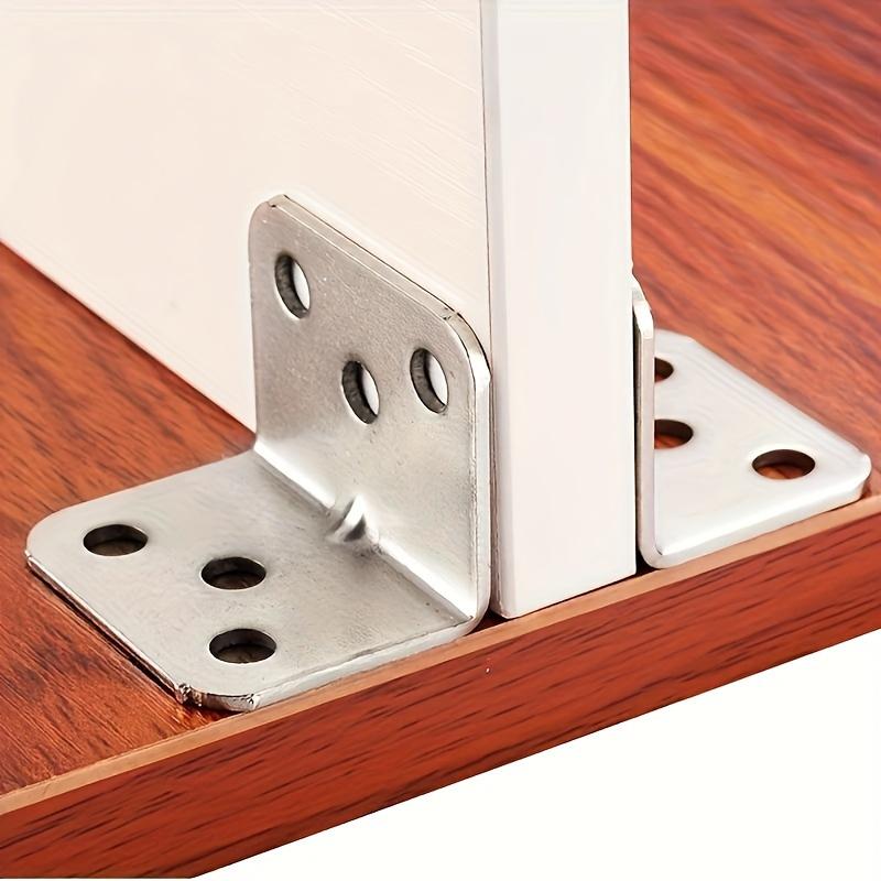 10pcs Stainless Steel Right Angle Brackets, 90 Degree L-Shaped Support, Metal Joint Corner Braces for Furniture Shelves Construction with Screws