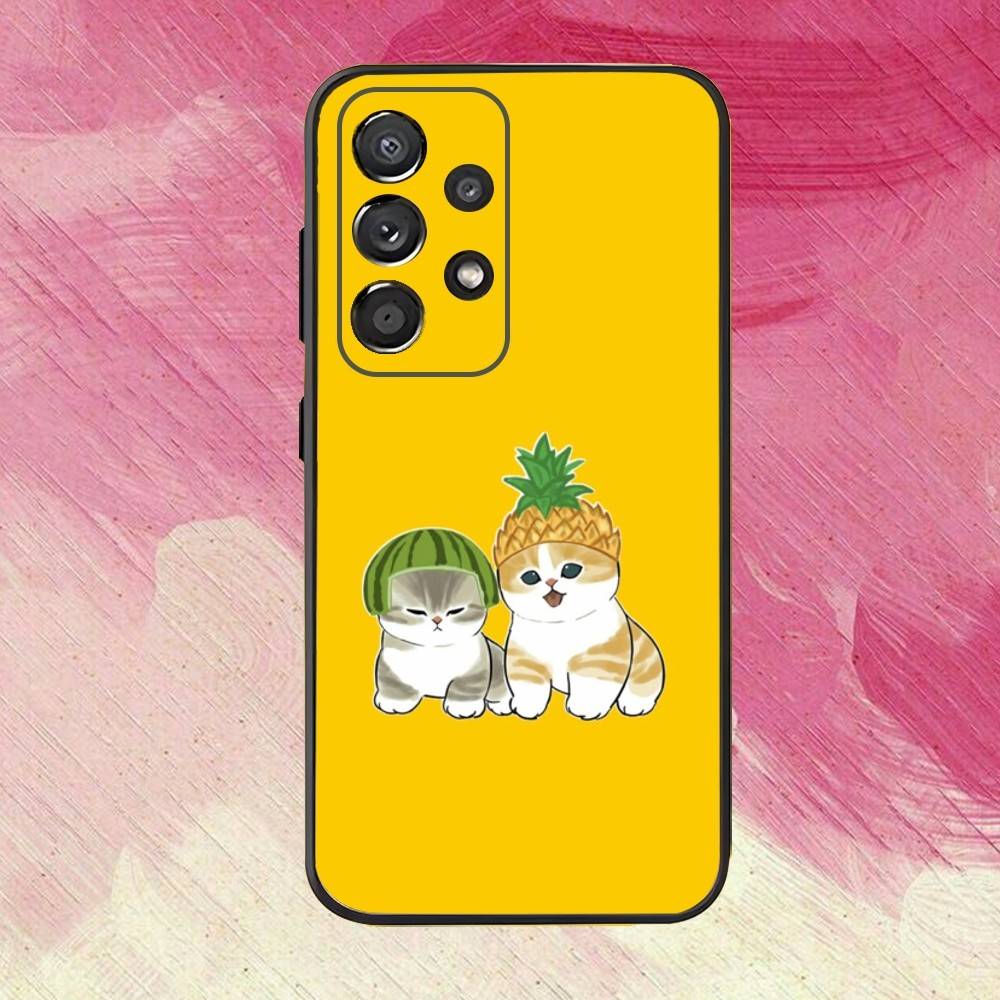 Cute M-Mofusands C-Cat Ear Phone Case For Samsung S25,S24,S21,S22,S23,S30,Ultra,S20,Plus,Fe,Lite,Note,10,9,5G Black Cover