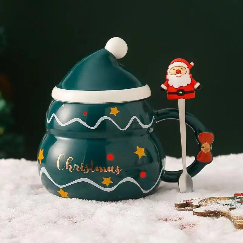 450 ml Leuke Kerst Koffie Mok Met Lepel Keramische Astronaut Vorm Melk Koffie Cup Festival Dárek Kerstman Thee Cup Nordic Mok