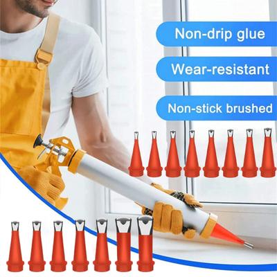 Universal Caulking Kit Durable Stainless-Steel Nozzle Set with Integrated Rubber Tools Rustproof Corrosion Resistant Universal Caulk Nozzles