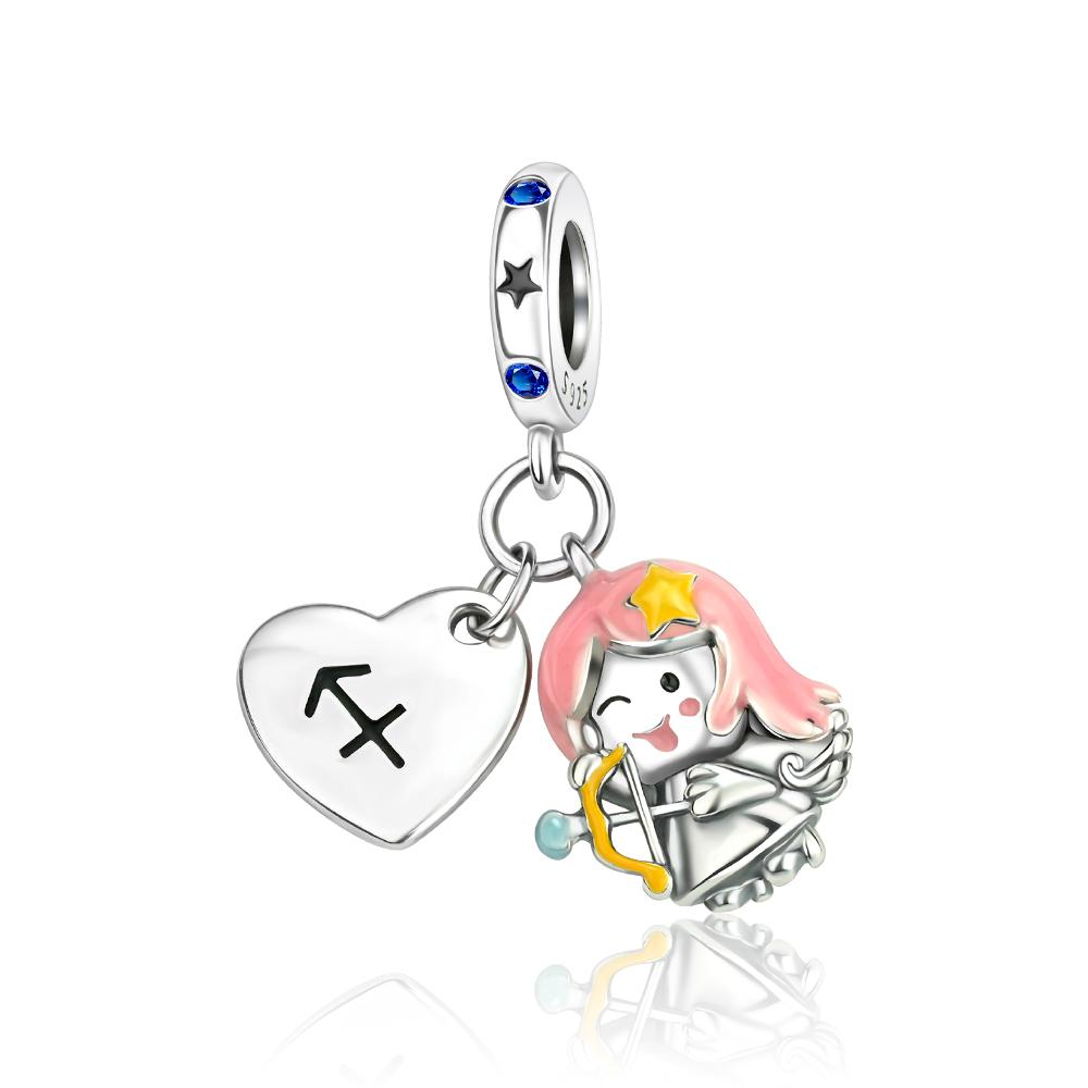 Popular Copper Rose Heart Shape Beads & Scorpio Dangle Charm Fits Bracelet Exquisite Necklace Women'S Jewelry Gifts