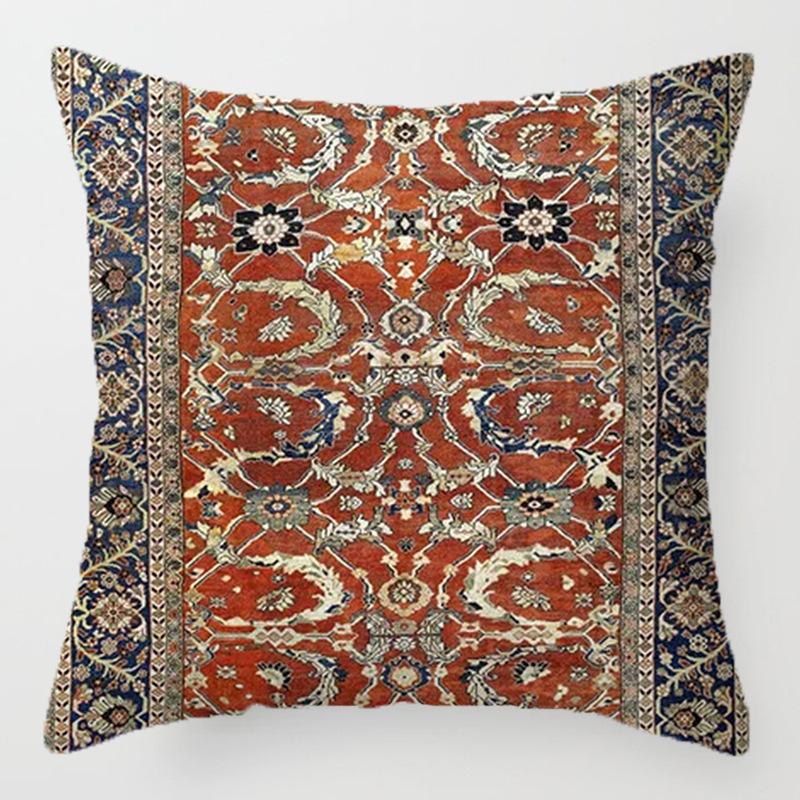 Bohemian ethnic style throw pillow retro printing sofa bed home decoration cushion short velvet pillow