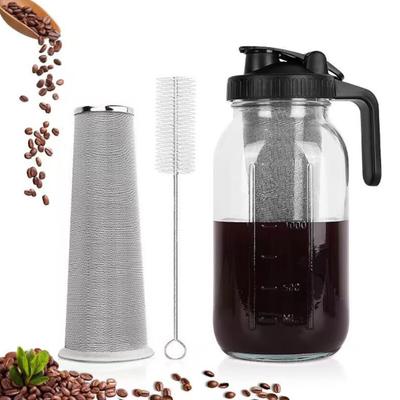 Caffettiera Cold Brew 32oz/64oz Brocca in Vetro con Filtro in Acciaio Inossidabile Larga