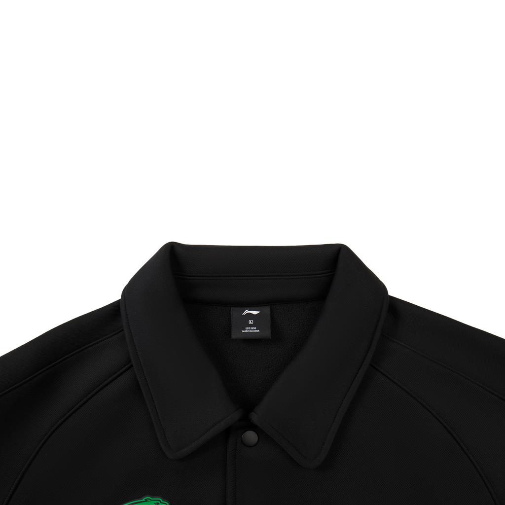 LiNing Professional Basketball Series Buchstaben-Print Einzelknopf Einfaches Polo Lockere Jacke Herrenjacken AJDV403-2