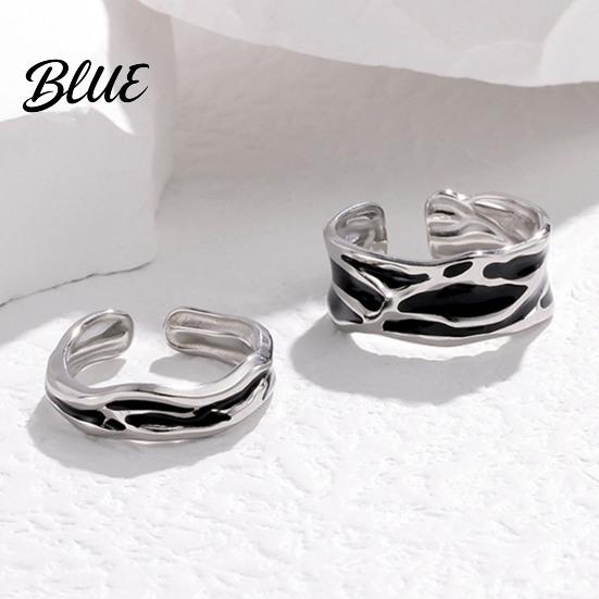Couple Ring Thin Adjustable Open Band Stainless Steel Minimalist Geometric