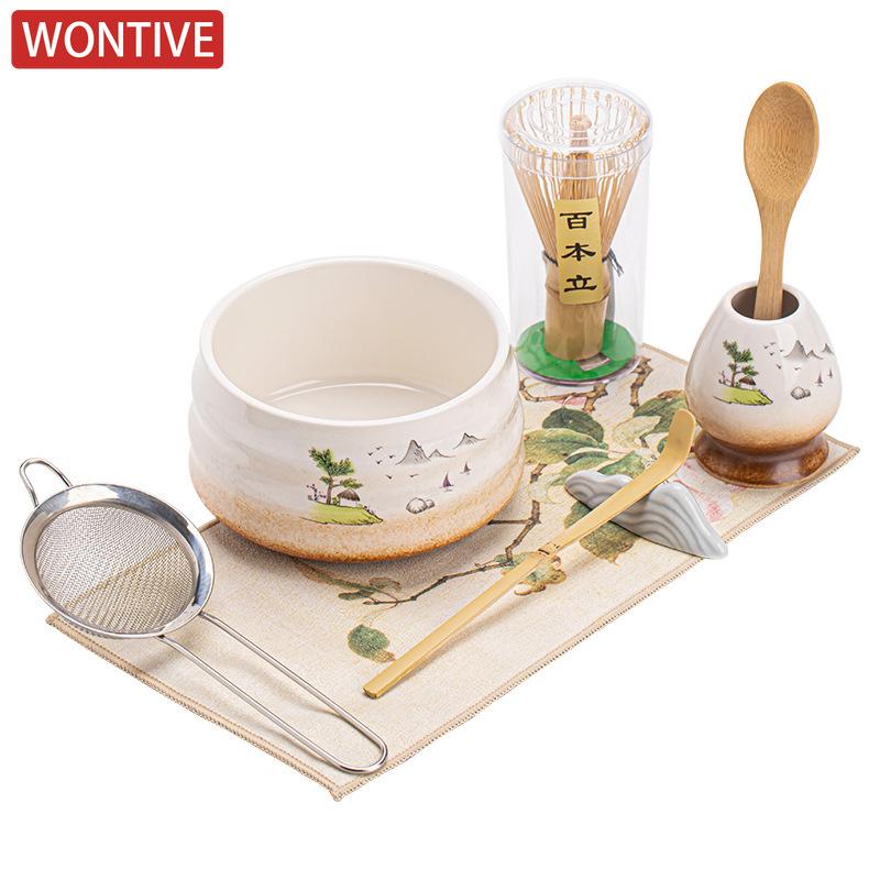 4/8pcs/set Matcha Tea Set Ceramic Kiln Change Matcha Bowl Traditional Handmade Tea Tools Indoor Japanese Tea Culture Gift Sets