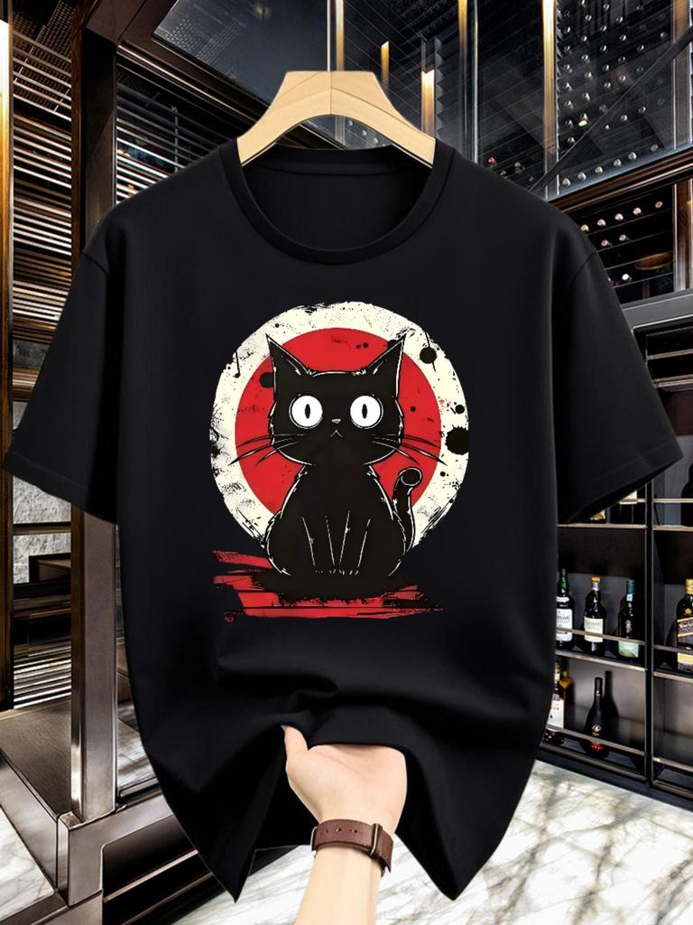 Summer Highquality Pure Cotton Mens Tshirt Trendy Street Fashion Loose and Breathable Mens Casual Shortsleeved Shirt