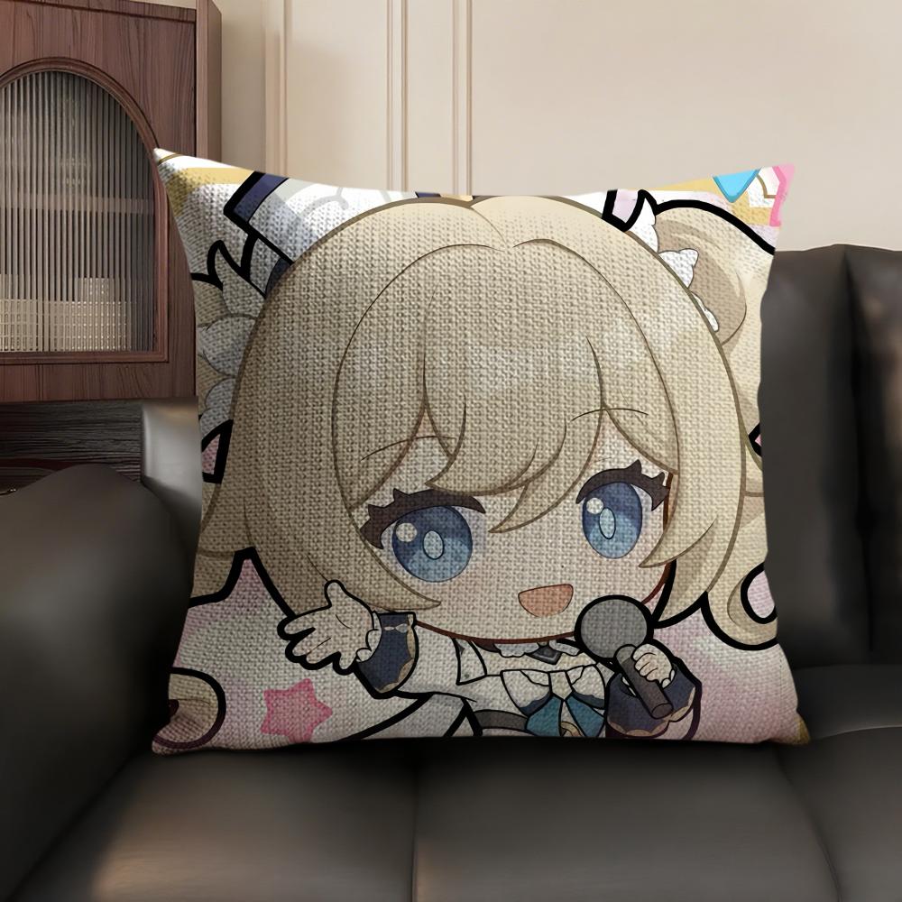 Barbara Cute Cute Genshin Impact Cushion Cover Natural Linen Organic Fabric Double-Sided Printing Sofa Home Decor Pillow Case